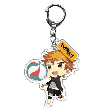 Anime Keychain haikyuu!! Hinata Shoyo Kageyama Tobio Hanging Animal Interlayer Key Chain Accessories Cute Bag Pendant Key Ring