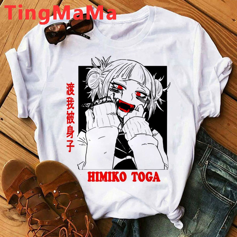 Japanese Anime My Hero Academia T Shirt Women Kawaii Cartoon Himiko Toga Funny Graphic T-shirt Fashion Ullzang Tshirt Female