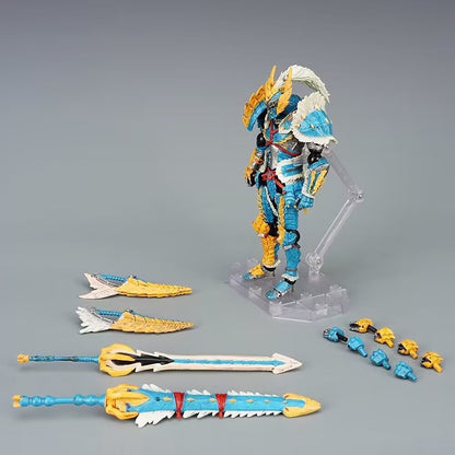 17cm Monster Hunter Jinou/Rathalos Anime Figure Revoltech Yamaguchi Action Figure Hunter Swordsman Figurine Adult Model Doll Toy