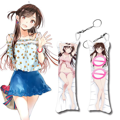 Rent A Girlfriend Mini Pillow Small Body Pillow Pendant Sarashina Ruka Dakimakura Cartoon Game Keychain