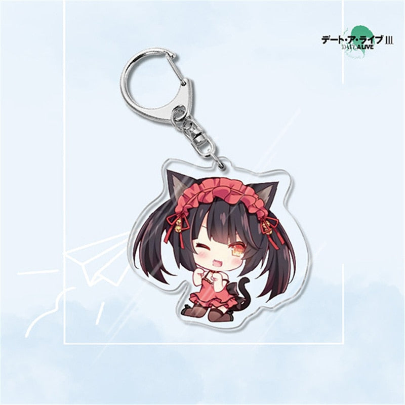 Japan Anime Date A Live Collection Cosplay Keychain Tokisaki Kurumi Yatogami Toka Himekawa Yoshino Acrylic Keyring Friends Gift