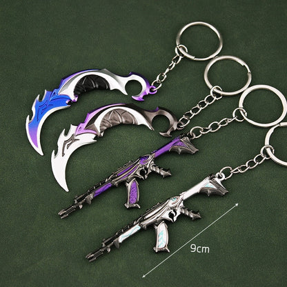 Valorant Knife Weapon Keychain Reaver Karambit Prime Vandal 9cm Samurai Sword Pocketknife Arant Gun Model Gifts Toys for Boys