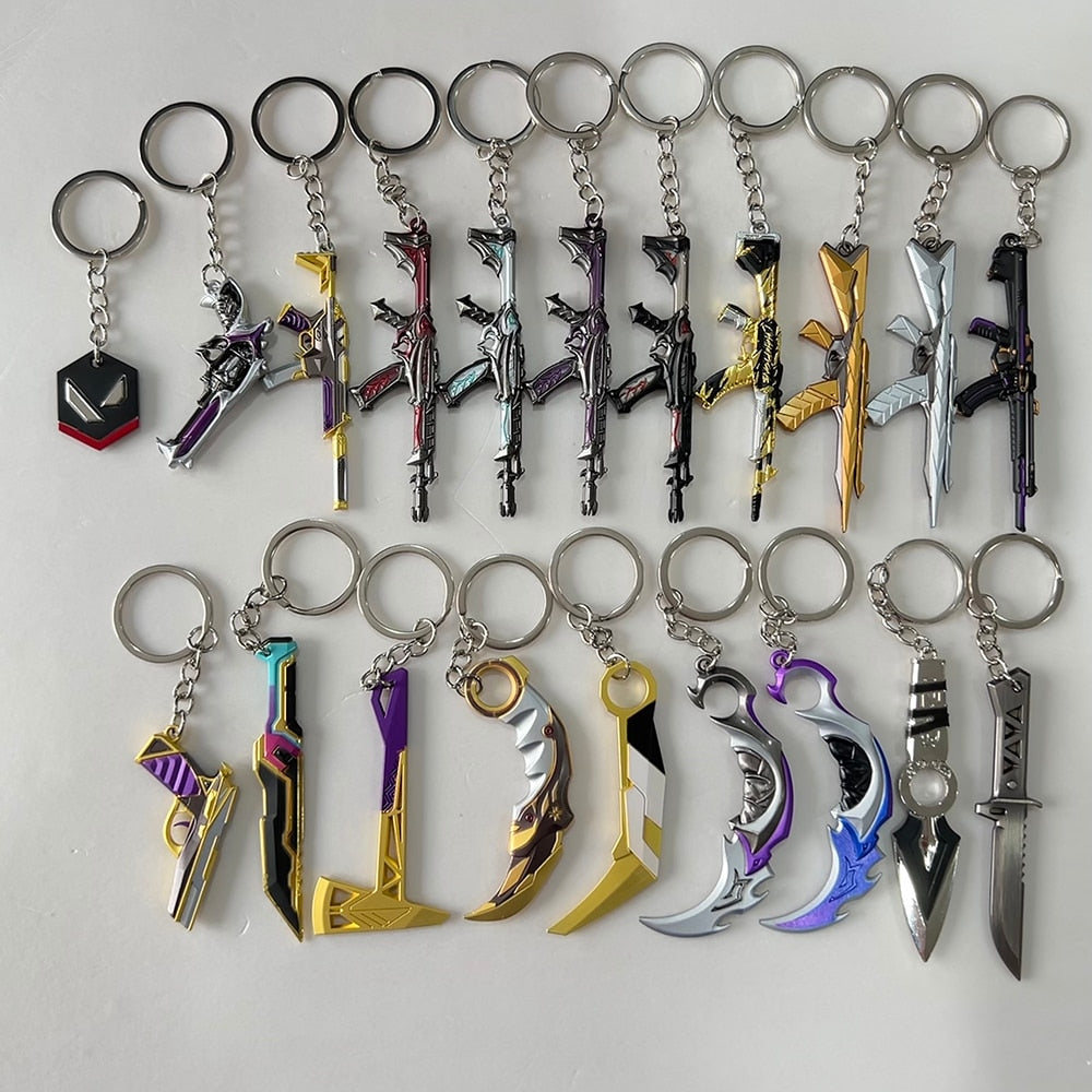 Valorant Knife Weapon Keychain Reaver Karambit Prime Vandal 9cm Samurai Sword Pocketknife Arant Gun Model Gifts Toys for Boys