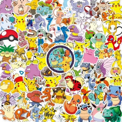 50/100PCS Pokemon Stickers Kids Stickers for Laptop Cute Anime Children's Pack Waterproof Cool Funny Suitcase Skateboard Classic