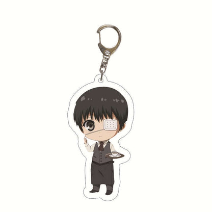 Anime Tokyo Ghoul Kaneki Ken Keychain Cosplay Acrylic Key Chain Pendant Keyring Prop