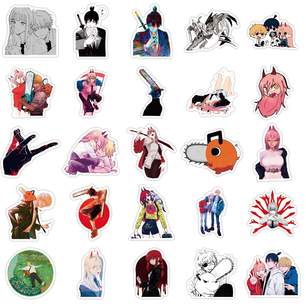 10/20/50/100pcs Cool Chainsaw Man Anime Stickers Power Denji Pochita Aki Hayakawa Reze Laptop Case Car Graffiti Vinyl Decals