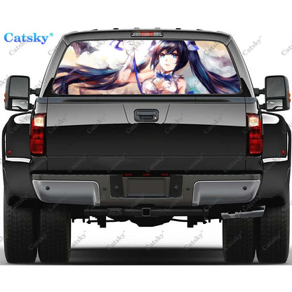 DanMachi Anime Rear Window Decals for Trucks,Pickup Window Decal,Rear Window Tint Graphic Perforated Vinyl Truck Stickers