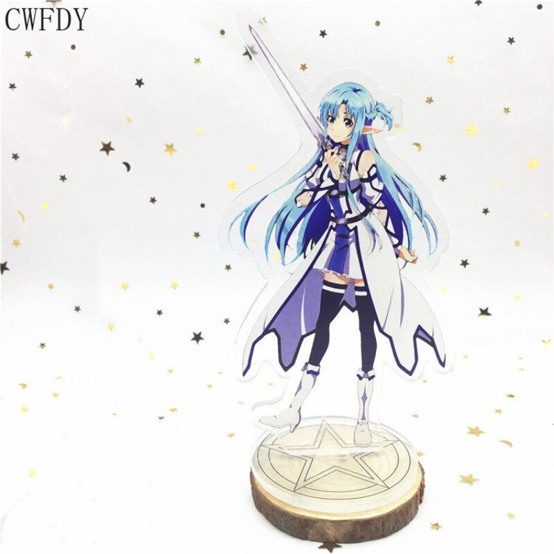 Anime Sword Art Online SAO Kirito Asuna Leafa Yuuki Acrylic Stand Model Action Figure Double-side Plate Keychain Toys Gifts 15cm