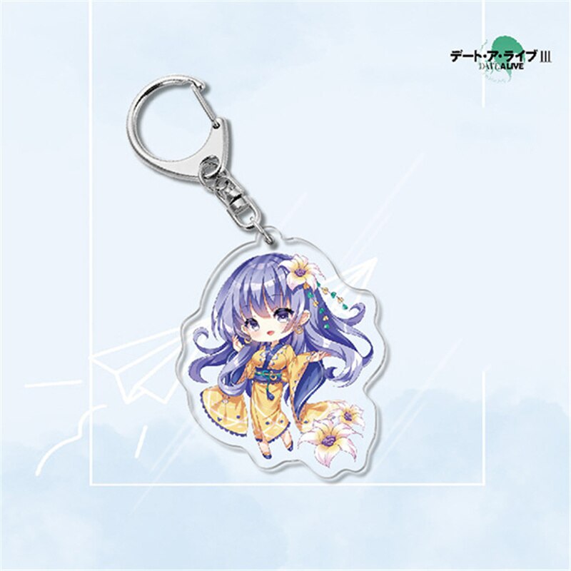 Japan Anime Date A Live Collection Cosplay Keychain Tokisaki Kurumi Yatogami Toka Himekawa Yoshino Acrylic Keyring Friends Gift