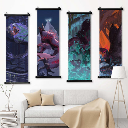 Home Decoration Modern Wall Artwork Monster Hunter World Picture Anime Scroll Hanging Painting Print Canvas Poster Living Room