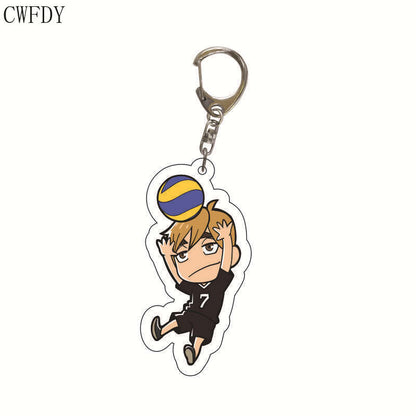 New Anime Volleyball Boy Keychain Cartoon Haikyuu Kageyama Hinata Kenma Kozume Acrylic Figure Key Chain Decor Bag Pendant Gifts