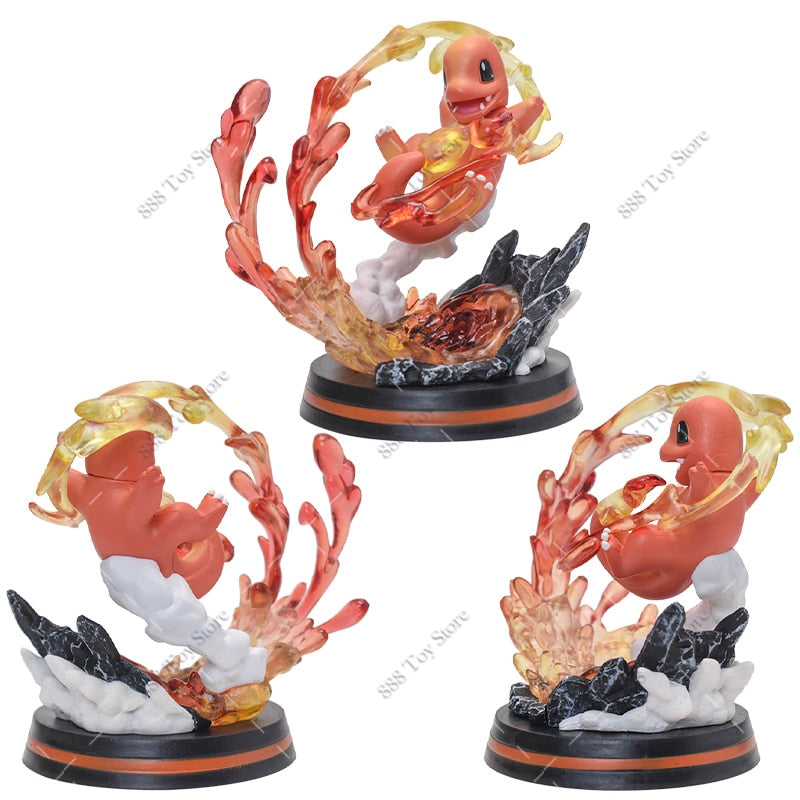 Anime Pokemon Figure Charizard Squirtle Bulbasaur Vulpix Scenes Special Effects Version Figurine Toys PVC Model Collection Dolls