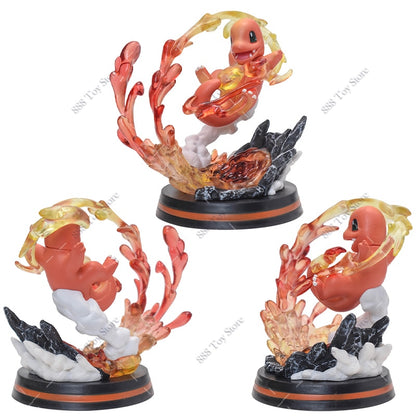 Anime Pokemon Figure Charizard Squirtle Bulbasaur Vulpix Scenes Special Effects Version Figurine Toys PVC Model Collection Dolls