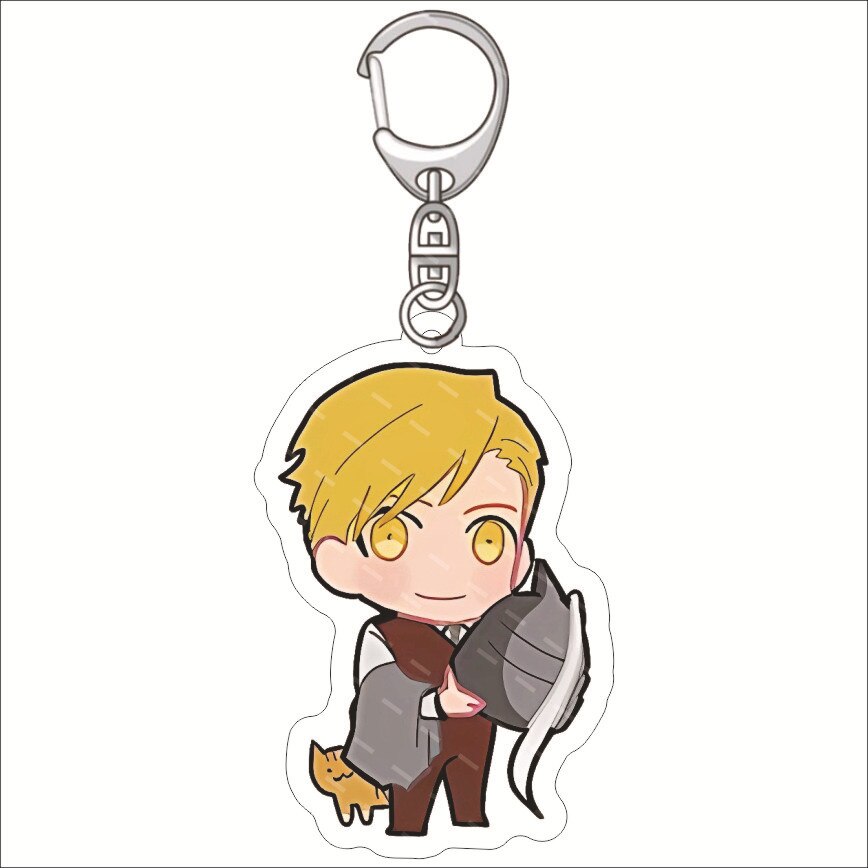 KeyChain Men Fullmetal Alchemist Key Chain Women Acrylic Key Ring Edward Elric Alphonse Pendant Winry Rockbell Party Kids Gift