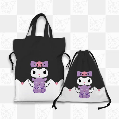 Kawaii Sanrio Cartoon Canvas Handbag Cute Gudetama Tote Bag Shopping Bag Handbag Drawstring Mouth Bag Creative Birthday Gifts