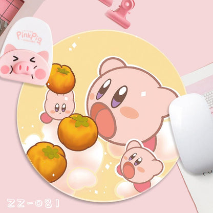 Kirby Kawaii Small Mouse Pad Round Cute Cartoon Dirt Resistant Pink Girl Heart Student Simple Table Pad