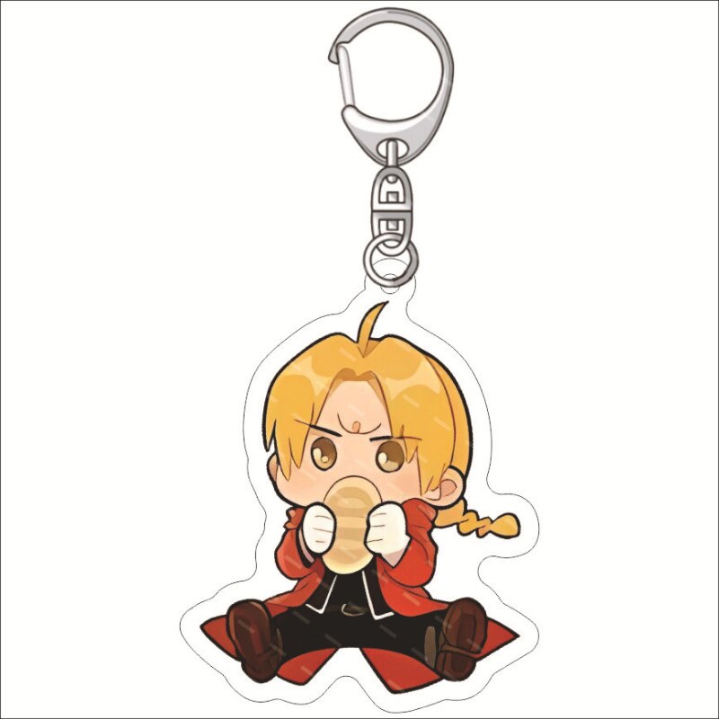 KeyChain Men Fullmetal Alchemist Key Chain Women Acrylic Key Ring Edward Elric Alphonse Pendant Winry Rockbell Party Kids Gift