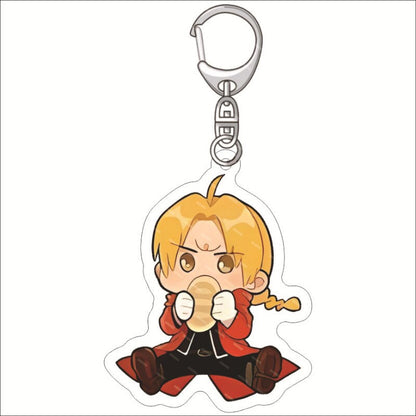 KeyChain Men Fullmetal Alchemist Key Chain Women Acrylic Key Ring Edward Elric Alphonse Pendant Winry Rockbell Party Kids Gift