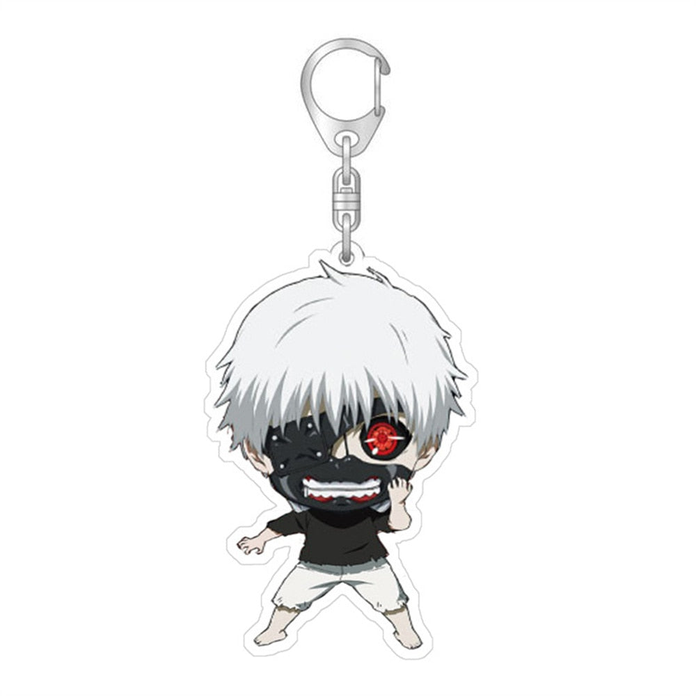 Anime Tokyo Ghoul Kaneki Ken Keychain Cosplay Acrylic Key Chain Pendant Keyring Prop