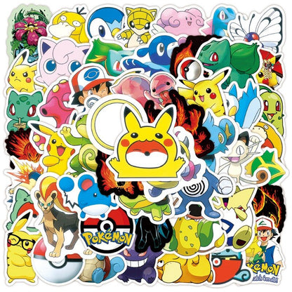 50/100PCS Pokemon Stickers Kids Stickers for Laptop Cute Anime Children's Pack Waterproof Cool Funny Suitcase Skateboard Classic