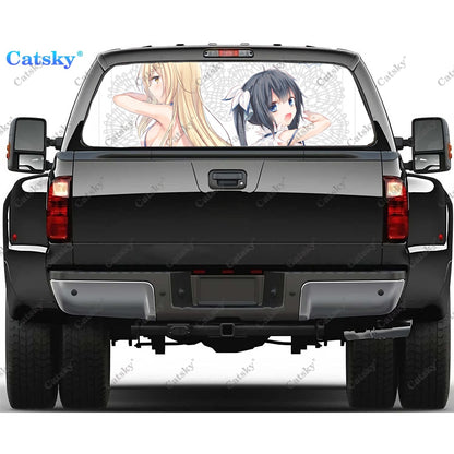 DanMachi Anime Rear Window Decals for Trucks,Pickup Window Decal,Rear Window Tint Graphic Perforated Vinyl Truck Stickers