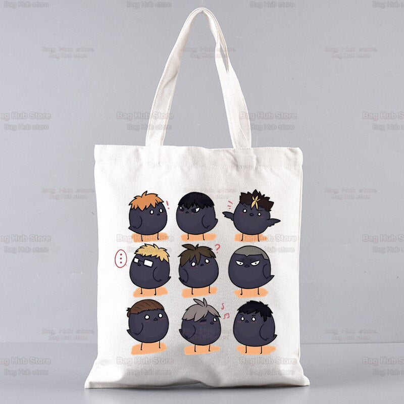 Volleyball Haikyuu!! Shopping Bag Shopper Karasuno High School Jute Bag Shopping Haikyuu Hinata Tote Bag Shoping Reusable Bolsa