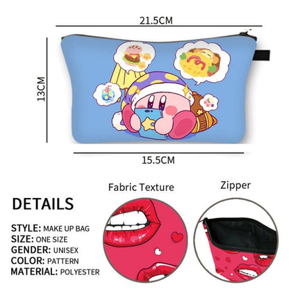 Kirby Bag Cartoon Kirby Makeup Bags Women Waterproof Female Storage Bag Portable for Student Kawaii Pencil Case Birthday Gift