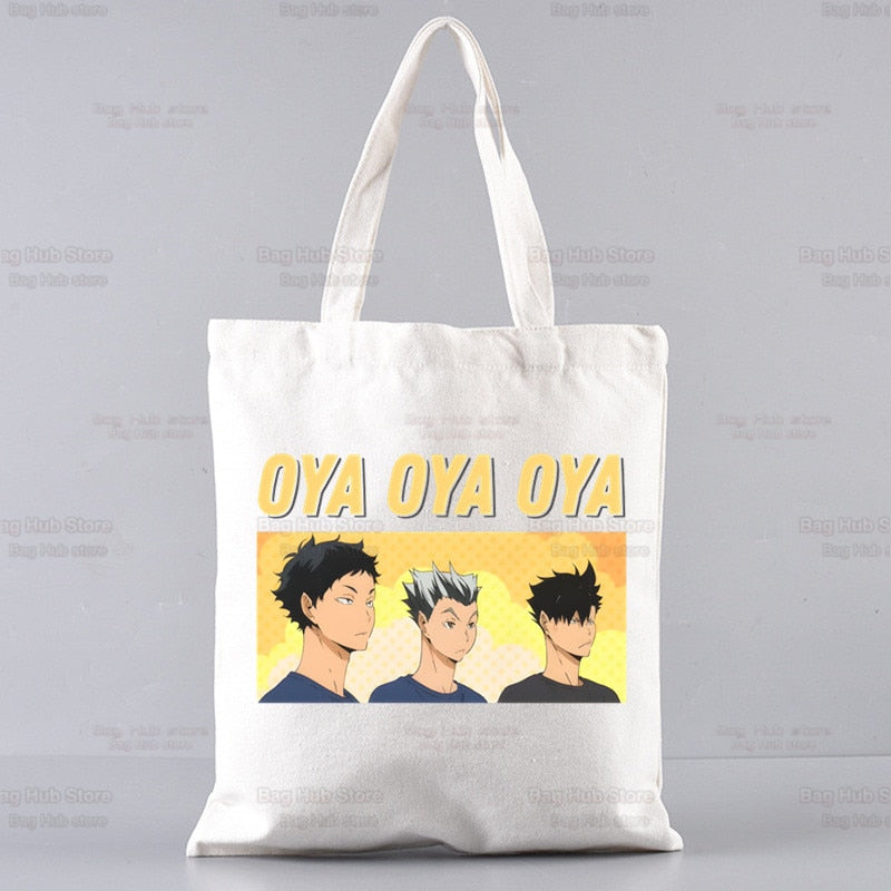 Volleyball Haikyuu!! Shopping Bag Shopper Karasuno High School Jute Bag Shopping Haikyuu Hinata Tote Bag Shoping Reusable Bolsa