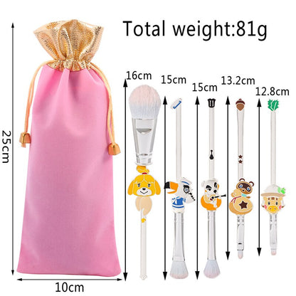 5pcs/set Animal Crossing Anime Cartoon Makeup Brush Set Newest Foundation Blending Brush Female Makeup Tool Anime Cosplay Prop