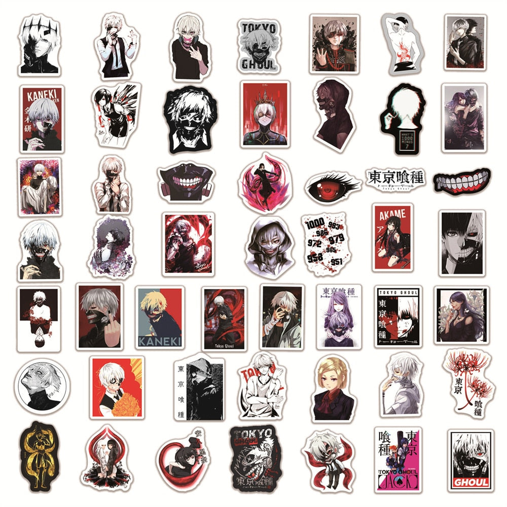 10/30/50PCS Anime Tokyo Ghoul Character Sticker for Luggage Laptop IPad Skateboard Gift Journal Waterproof Sticker Wholesale