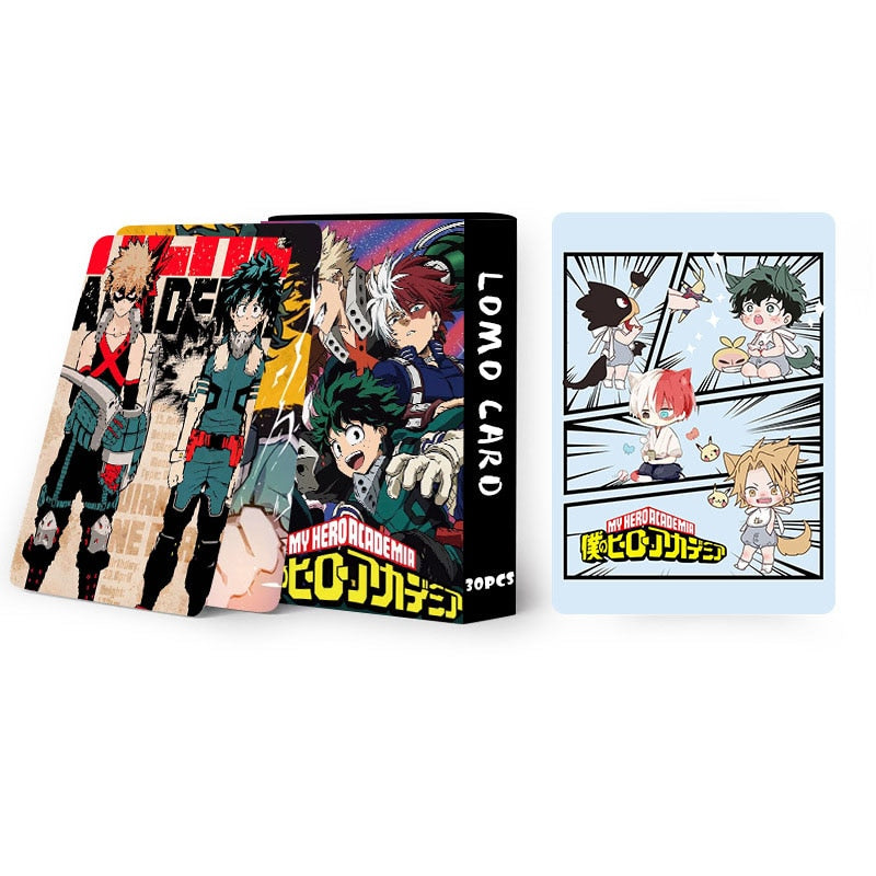 30 Pcs/box Cartoon Japan Anime My Hero Academia Lomo Cards Paper Photocards Postcards for Fans Birthday Collection Gifts Toys