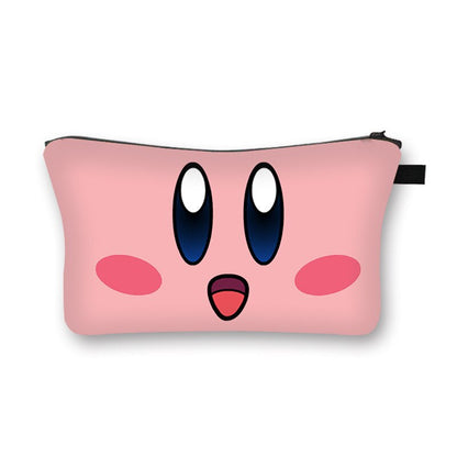 Kirby Bag Cartoon Kirby Makeup Bags Women Waterproof Female Storage Bag Portable for Student Kawaii Pencil Case Birthday Gift