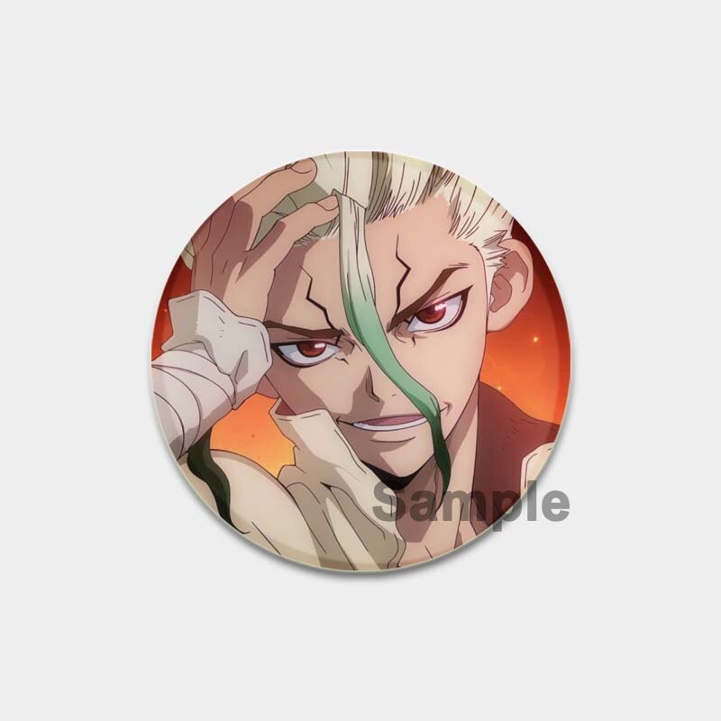 Dr. Stone Cute Enamel Pin Badges Manga Lapel Pins for Backpacks 58mm Round Anime Brooches on Clothes Jewelry Accessories Gifts