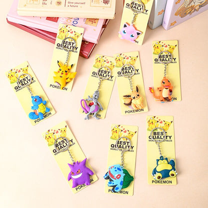 38style Pokemon Anime Action Figures Pikachu Alloy Silicone Keychain Accessories Pendant Bag Key Ring Pendant Birthday Gifts