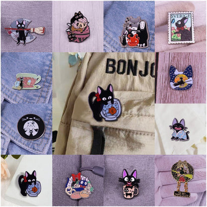 Kiki&#39;s Delivery Hard Enamel Pins Custom Cartoon Animal Cute Gigi Cat Brooches Anime Collect Lapel Badges Jewelry Gifts Wholesale Studio Ghibli