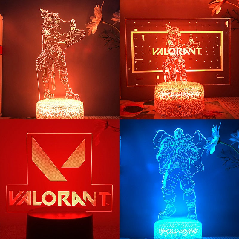 23Models Valorant Figure 3d Led Lamp For Bedroom All Hero Statues Acrylic Night Lights Game Room Decor Holiday Gift Jett Gekko