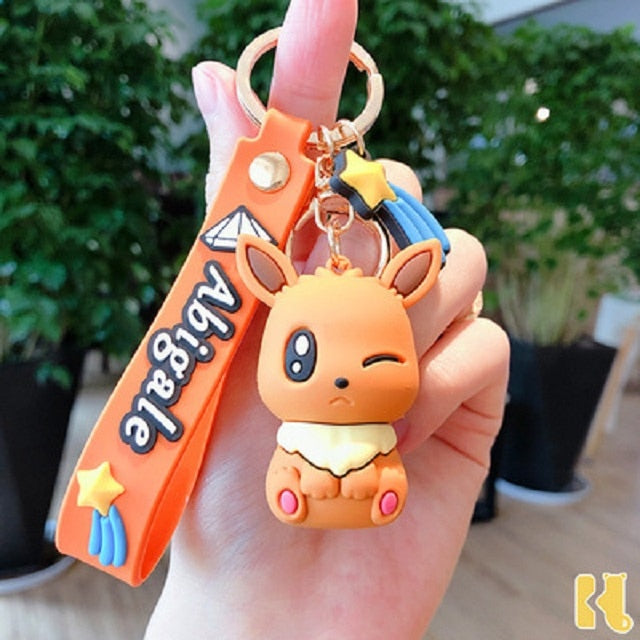 Pokemon Anime Figure Pikachu Keychain Toy Pet Eevee Leafeon Sylveon Flareon Umbreon Vaporeon Espeon Glaceon Jolteon Kids Gifts