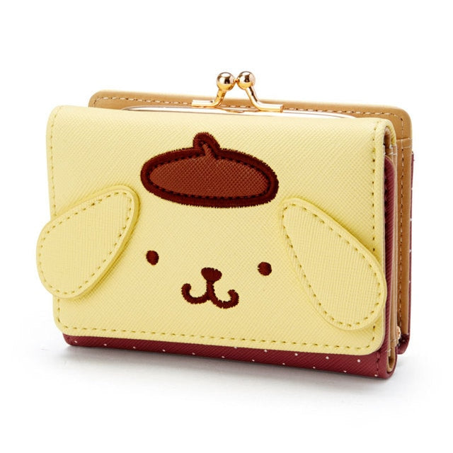 Sanrio Hello Kitty Pocketbook My Melody KT Cat Cinnamon Roll Pringle Kuromi PU Leather Wallet Cute Folding Card Bag Female Walle