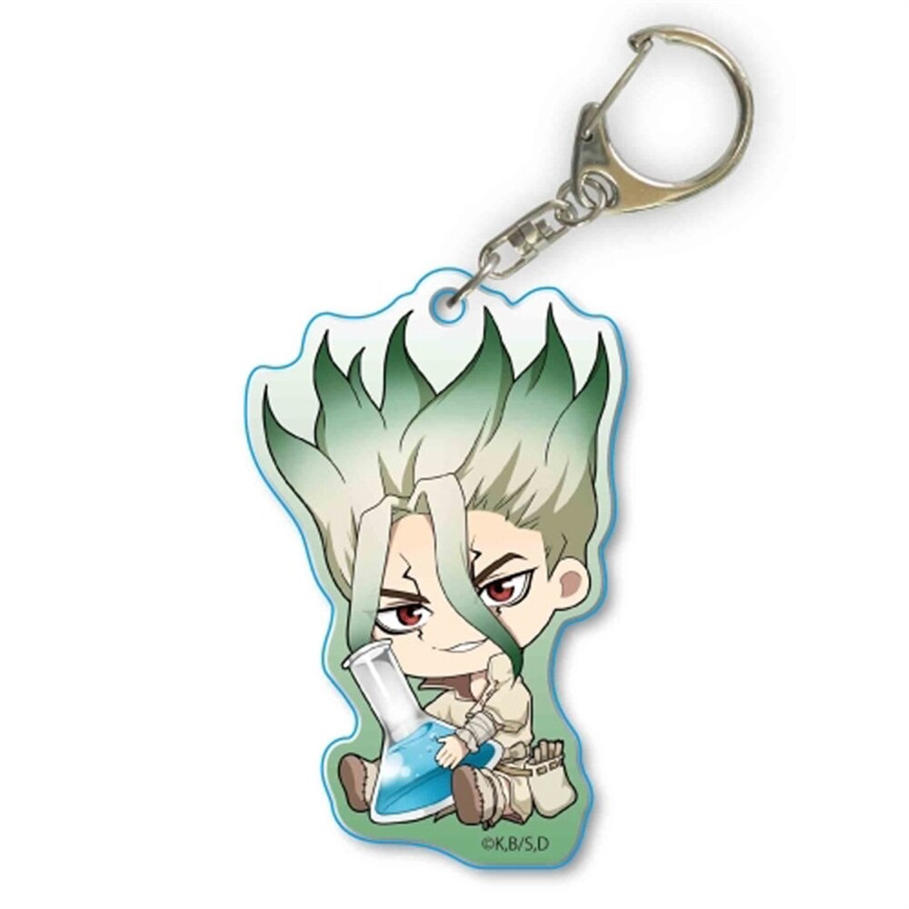 Anime Dr. Stone Keychain Senku Ishigami Oki Taiju Ogawa Yuzuriha Kohaku Acrylic Figure Key Chain Backpack Schoolbag Charm Keyring