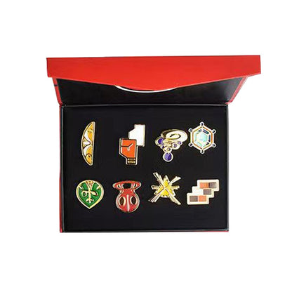 Pokemon Gym Badges Kanto Johto Hoenn Sinnoh Unova Kalos League Region Pins Brooches Orange Islands Box Collection Pocket Monster