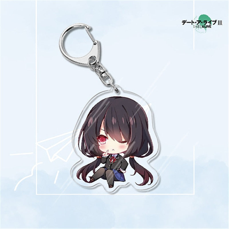 Japan Anime Date A Live Collection Cosplay Keychain Tokisaki Kurumi Yatogami Toka Himekawa Yoshino Acrylic Keyring Friends Gift