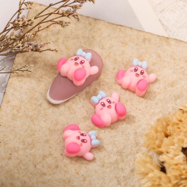 Pink Star Kirby Nail Charms Rhinestone Decoration Kawaii Cartoon Nail Jewelry Gems for Acrylic Nail Accessories