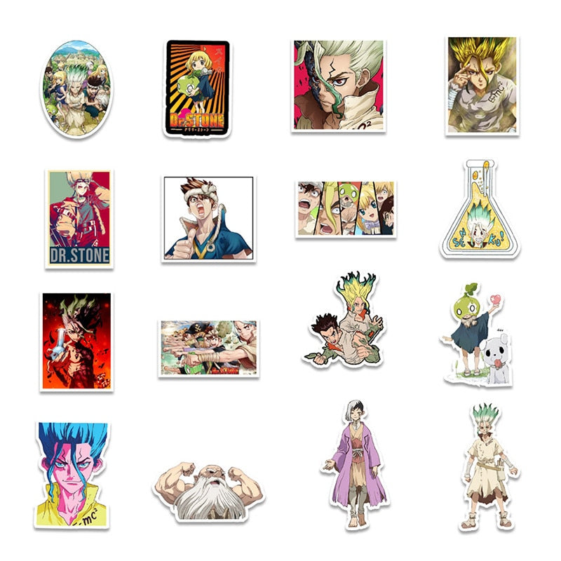 10/50Pcs Japan Anime Dr. Stone Stickers Suitcase Skateboard Laptop Luggage Phone Cartoon Cute Stickers Decal Kids Gift Toy