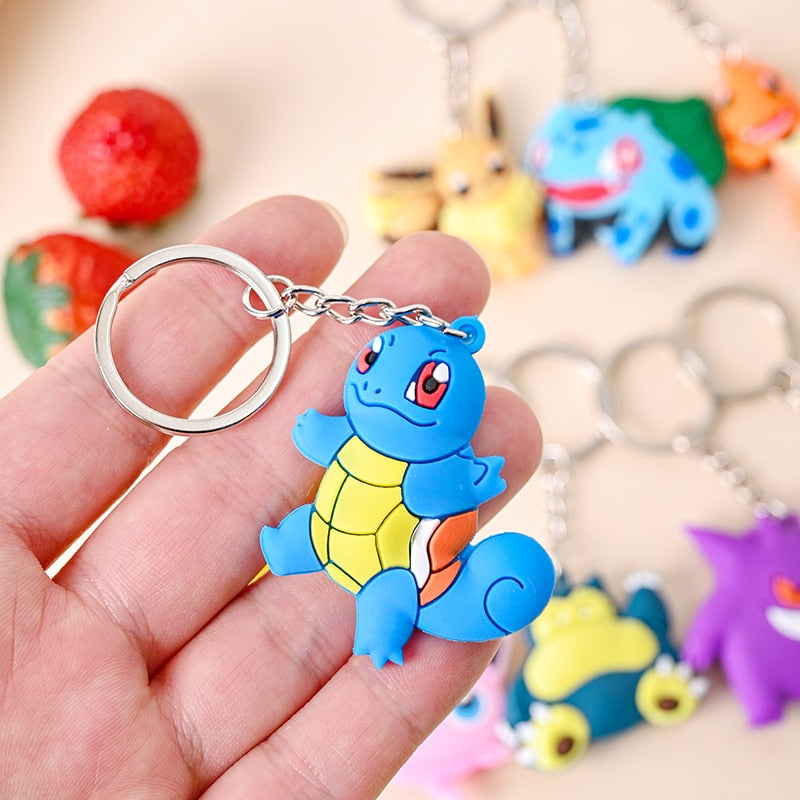 38style Pokemon Anime Action Figures Pikachu Alloy Silicone Keychain Accessories Pendant Bag Key Ring Pendant Birthday Gifts