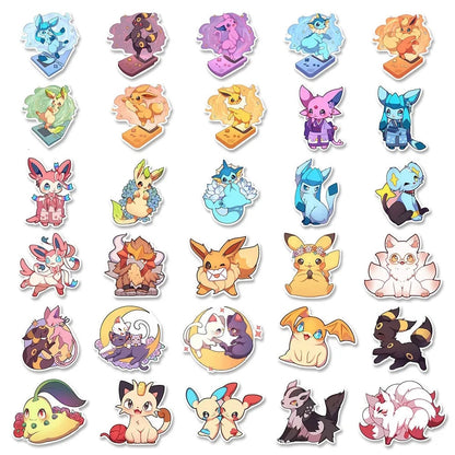 10/30/50/100pcs Kawaii Pokemon Anime Cartoon Stickers Cute Aesthetic Decals Laptop Phone Car Suitcase Decoration Sticker Kid Toy