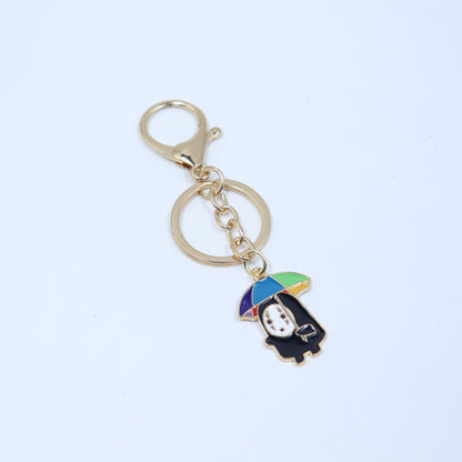 Spirited Away No Face Man Keychain Cartoon Fairydust Keyrings Car Bags Keyholder Alloy Pendants Key Chain Buckle Newest Handmade