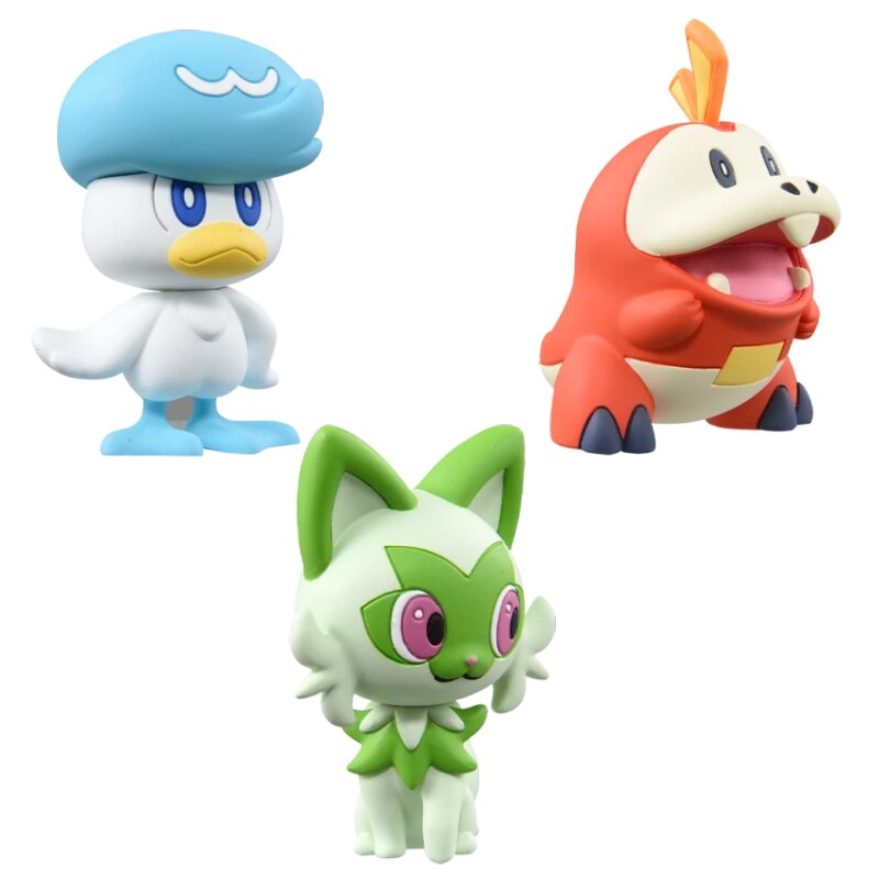 TOMY Original Pokemon Scarlet Violet Sprigatito Fuecoco Quaxly Toys Figures Superb Reproduction Games Characters Collection Gift