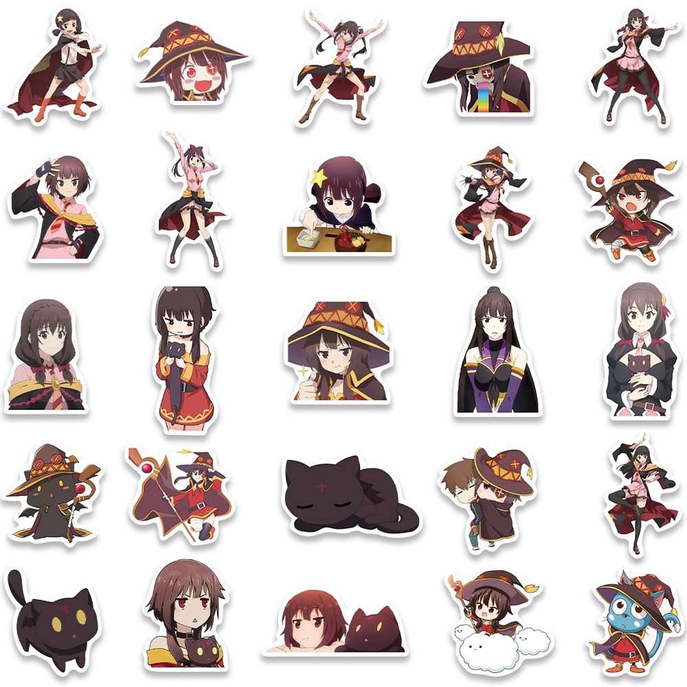 10/50 PCS KonoSuba: An Explosion on This Wonderful World! Anime Stickers Graffiti Sticker for Fridge Bottle Phone Bike Sticker