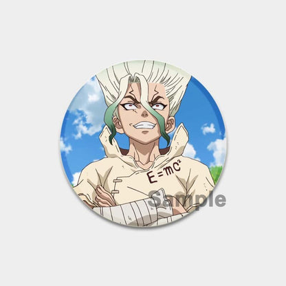 Dr. Stone Cute Enamel Pin Badges Manga Lapel Pins for Backpacks 58mm Round Anime Brooches on Clothes Jewelry Accessories Gifts