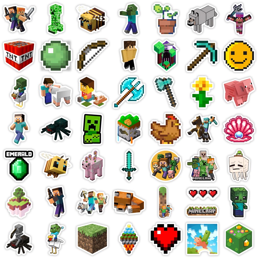 Minecraft Game Character Stickers Cool Sword Animal War Fight Decal for Laptop Luggage Phone Refrigerator Skateboard Kids Toys Waterproof Minecraft